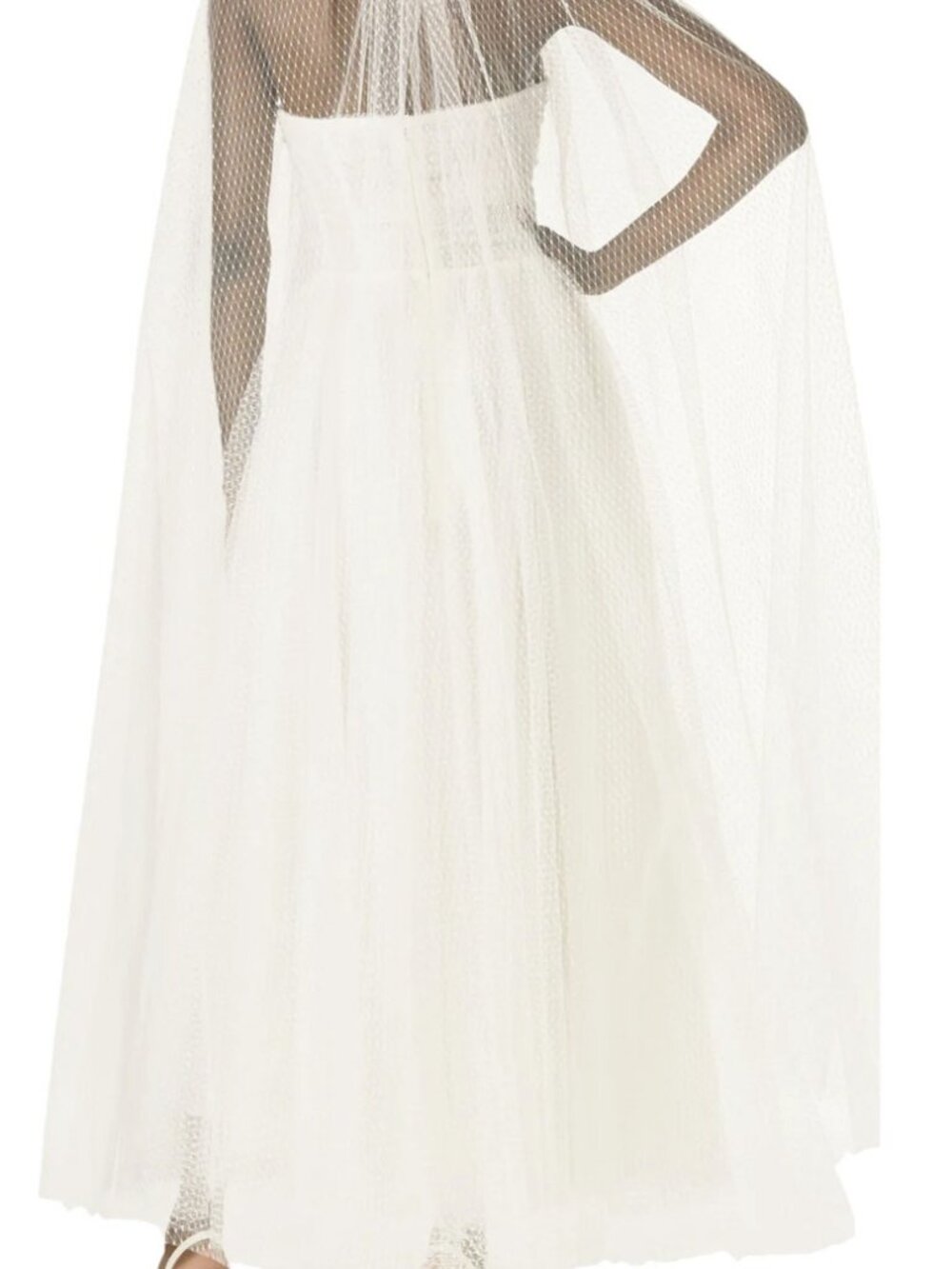 NWT! Monique Lhuillier, Brie Cape - Luxury, sheer Silk White French Dot Tulle - Picture 7 of 9